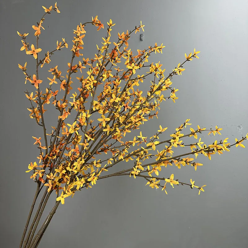 2/3 Stück Künstliche Blumen 114cm Winterjasmin Seidenblumen Simulationsblumen Gelbe Winterjasminen Einkaufszentrum Dekoration – Detail 5