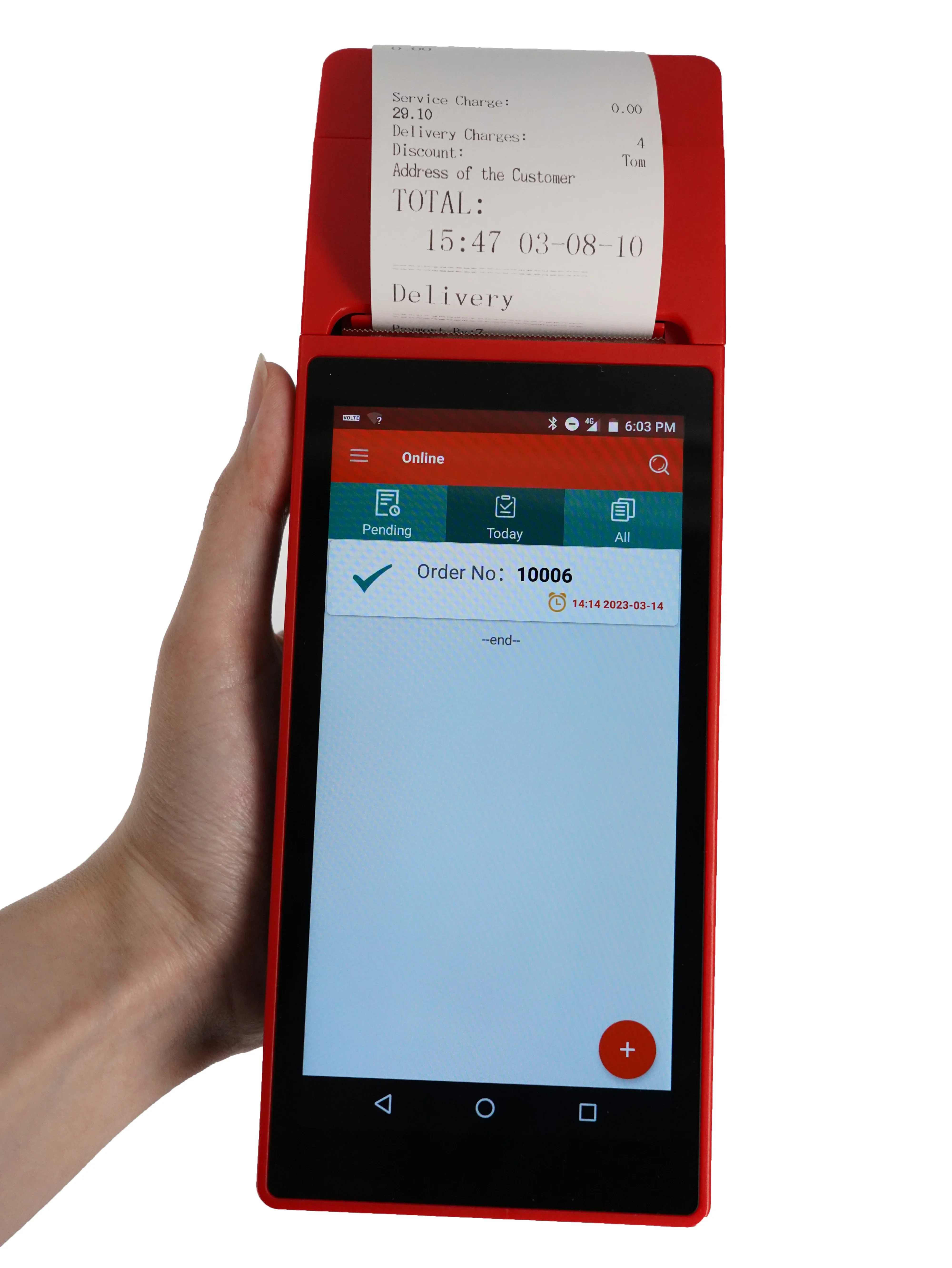 Stampante per sistema POS mobile portatile GOODCOM Android 10 per la gestione della consegna degli alimenti con servizio personalizzato