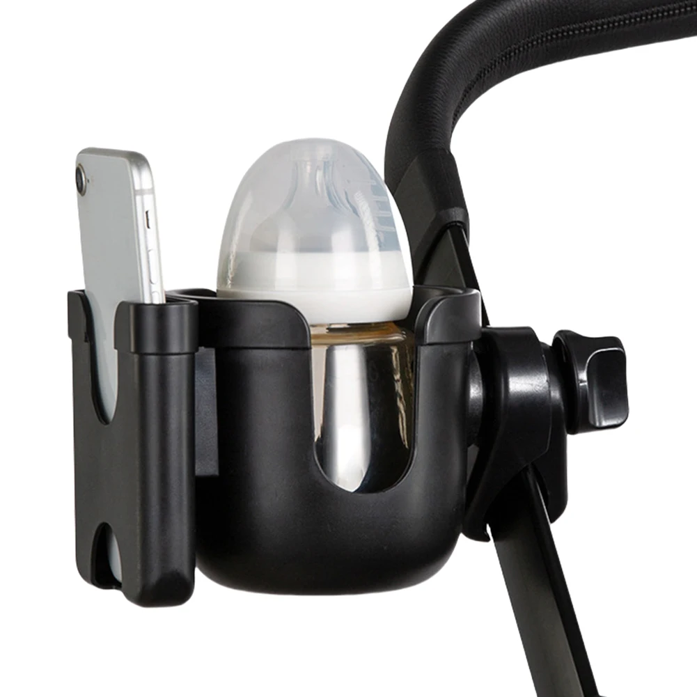 Stroller Cup Holder w/Phone Holder 2-in-1 Cup Phone Holder 360 Degrees Rotation for Baby Stroller Wheelchair Walker Bike