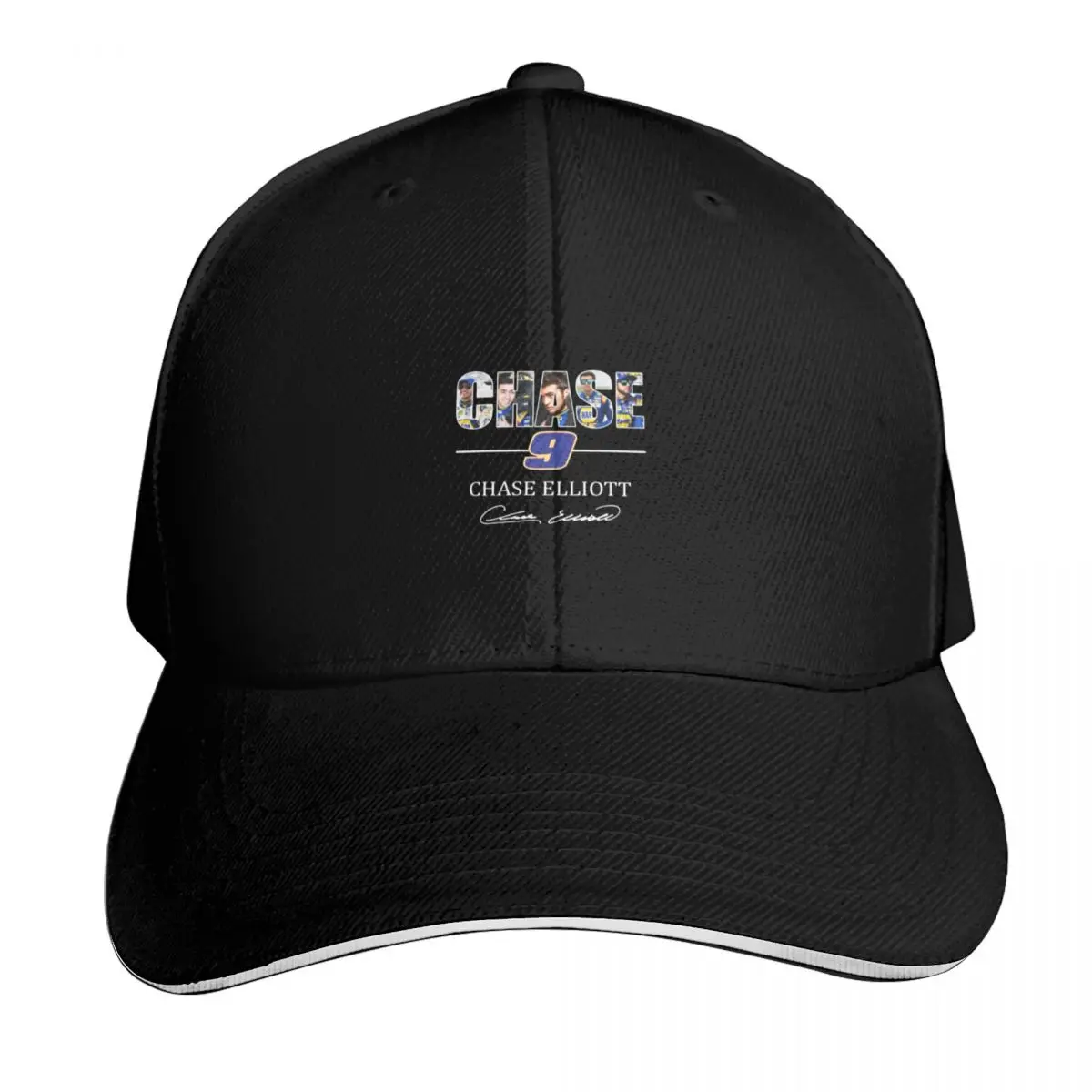 Chase 9 Chase Elliott Signature Baseball Cap Contrast Two Tone Brim Snapback Flat Bill Strapback Dad Hat