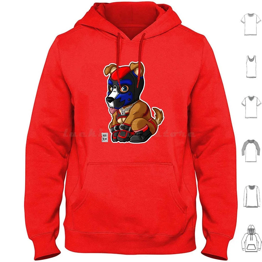 Playful Puppy-Blue Red Mask-Bearzoo Series Hoodies Long Sleeve Bobobear Bobobearart Bobo Bear Bear Bear Week Bear