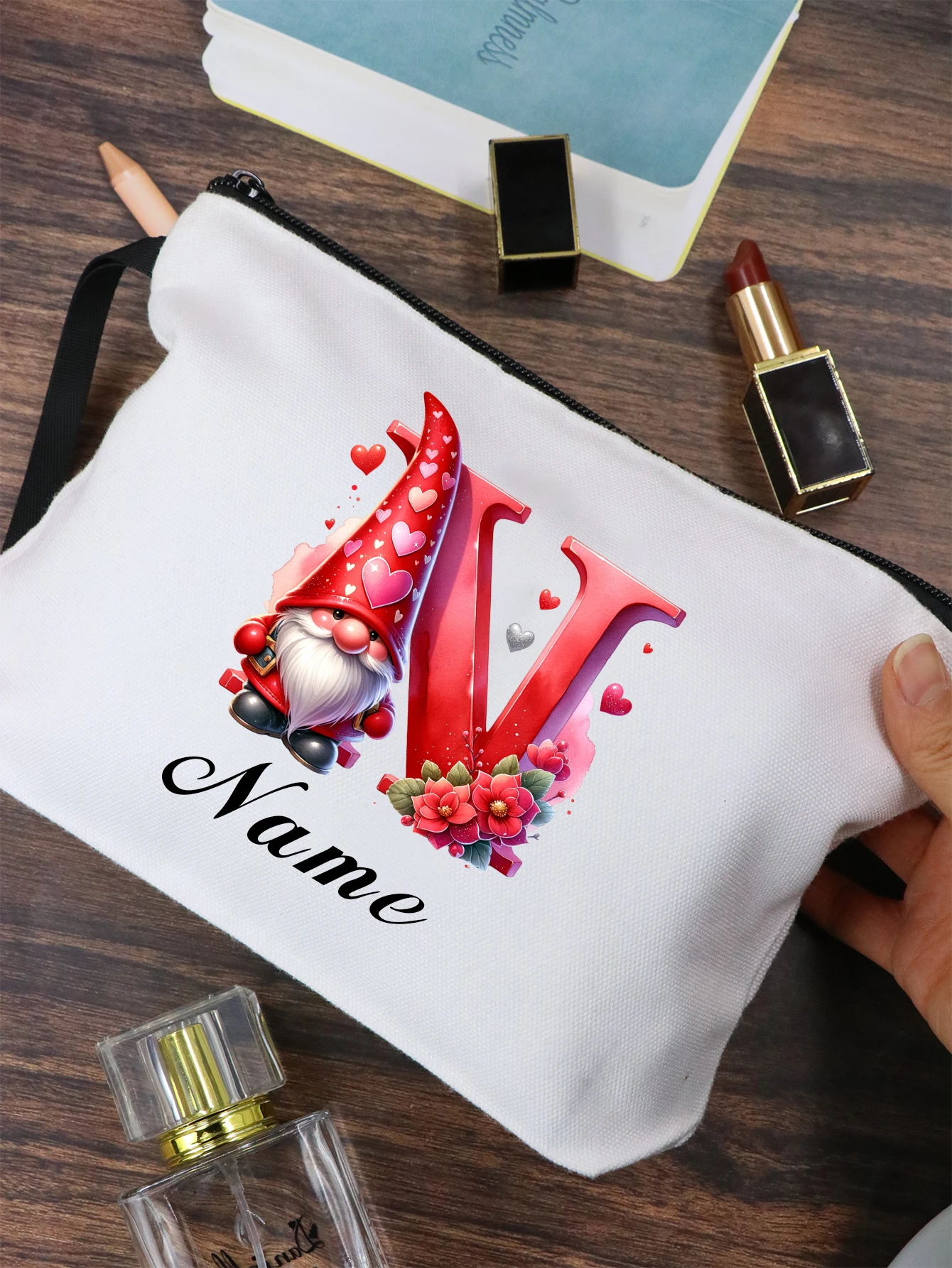 Custom Makeup Bag, Personalized Gifts, Customized Name Canvas Cosmetic Bag, Customizable Letters Pencil Pouch,