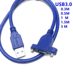 Cabo de Extensão USB 3.0, macho para fêmea Extender, Data Sync, No Screw Panel, Mount Connector for PC Printer, Hard Disk