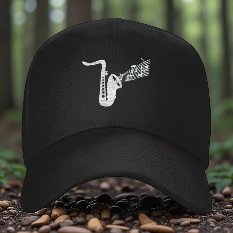 Saxophone Music Notes Musician Baseball Cap Polyester Adjustable Outdoor Sports Hat Unisex