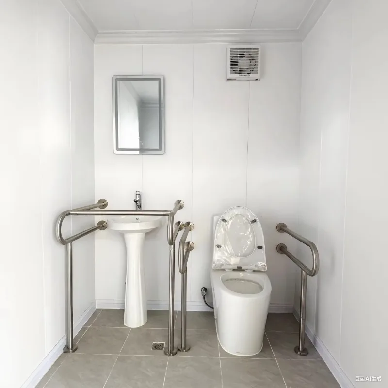 Inodoro móvil portátil de diseño moderno de 40 pies, casa de contenedor de baño prefabricada para uso público para aplicaciones en el baño