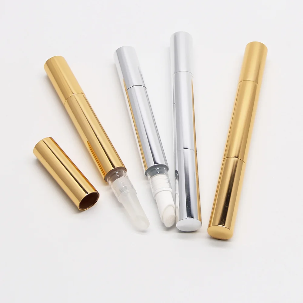 Custom Logo Empty Cuticle Oil Pen 3ml Twist Cosmetic Pen Private Label Teeth Whitening Pen Applicators Brush Dispenser Gold