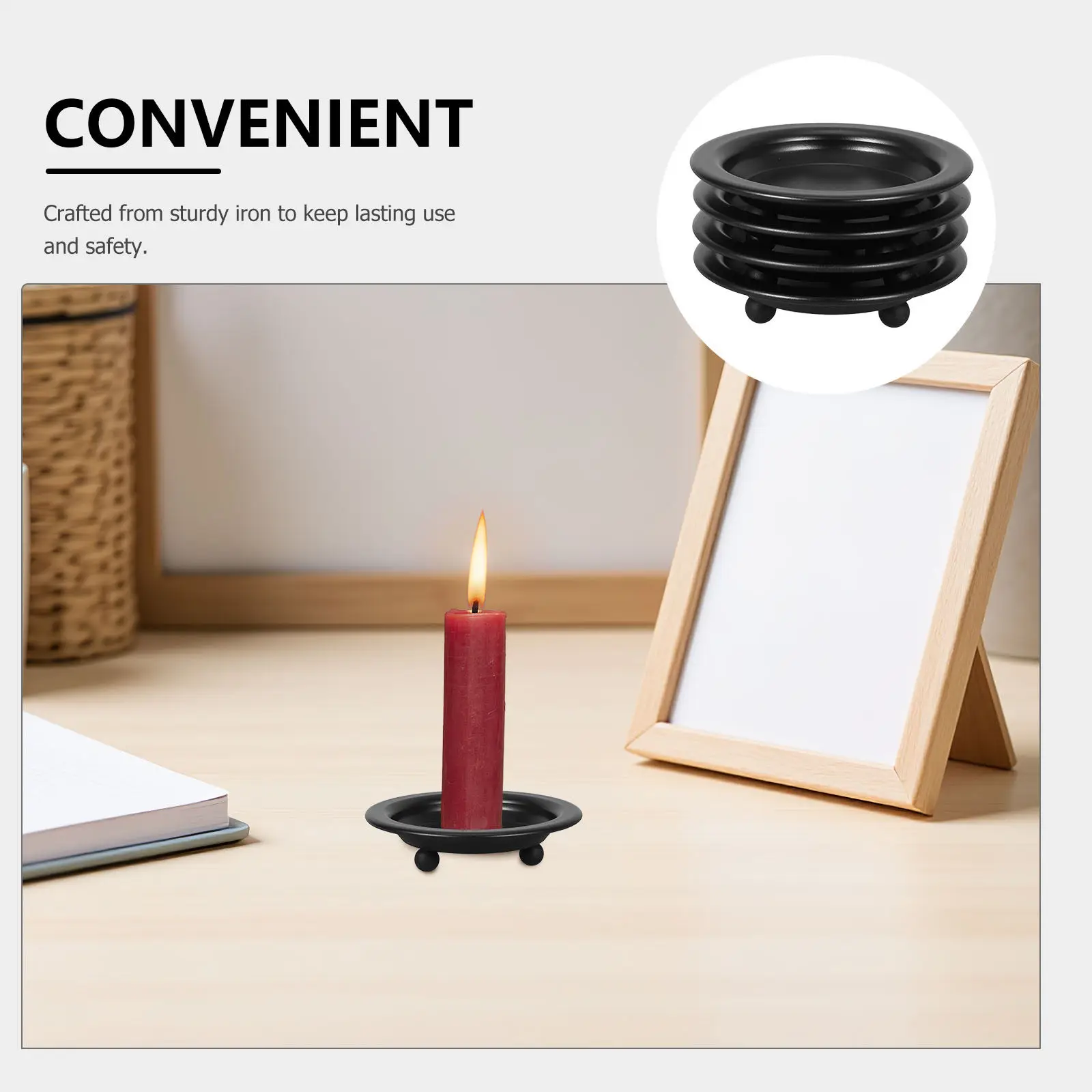4Pcs Vintage Iron Holder Set Retro Black Metal Taper Candlestick Holder for Dining Table Fireplace Wedding Home Decor