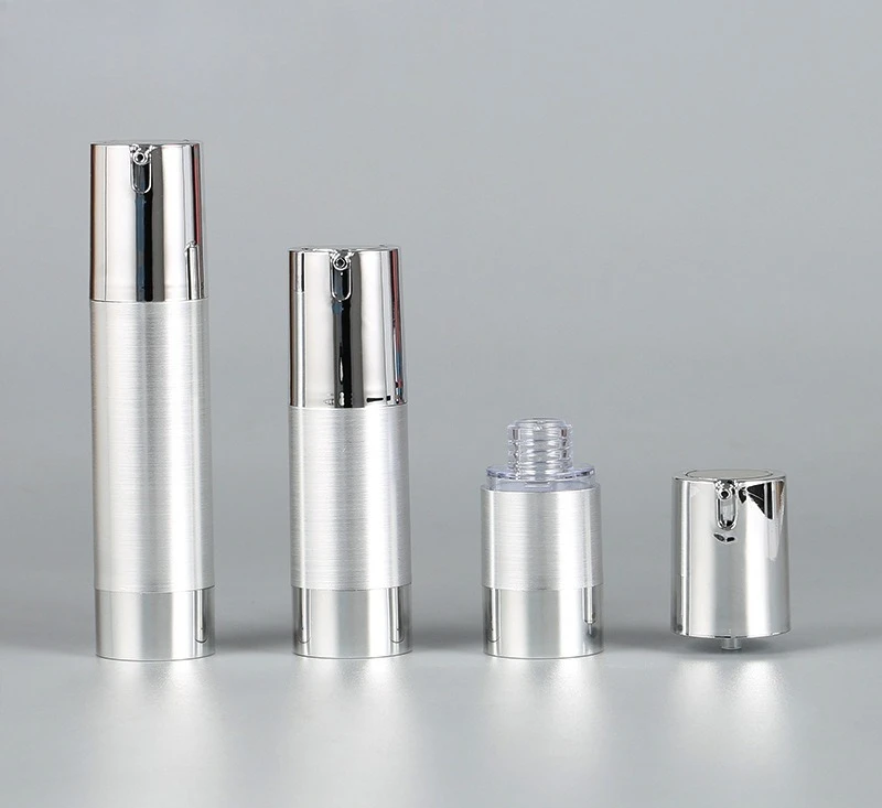 15/30/50ml Silver Travel Lotion Empty Vacuum Pump Bottle Portable Facial Cream Container Cosmetics Spray Refillable Dispenser