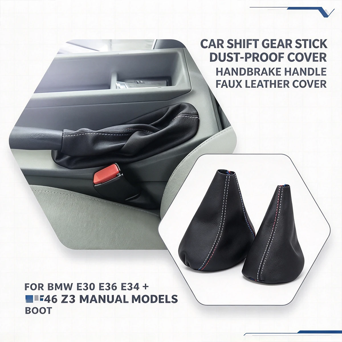 Manual Shift Boot Cover Handbrake Gaiter For BMW E30 E36 E34 E46 Z3 PU Leather Black Car Interior Accessory