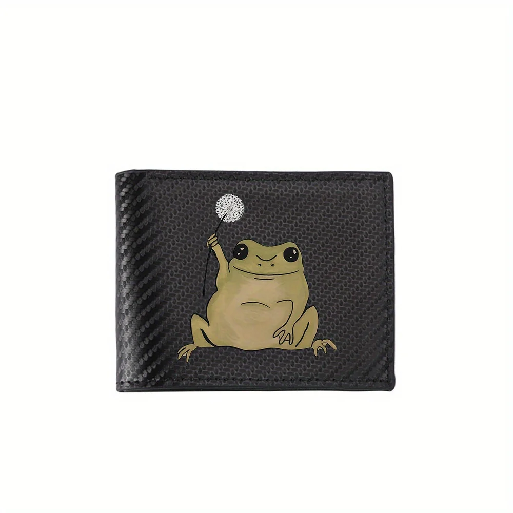 

Лягушка одуванчик радостная природа черный фон мужские кошельки простой бизнес современный стильный дизайн с принтом подарки для отца-бойфа