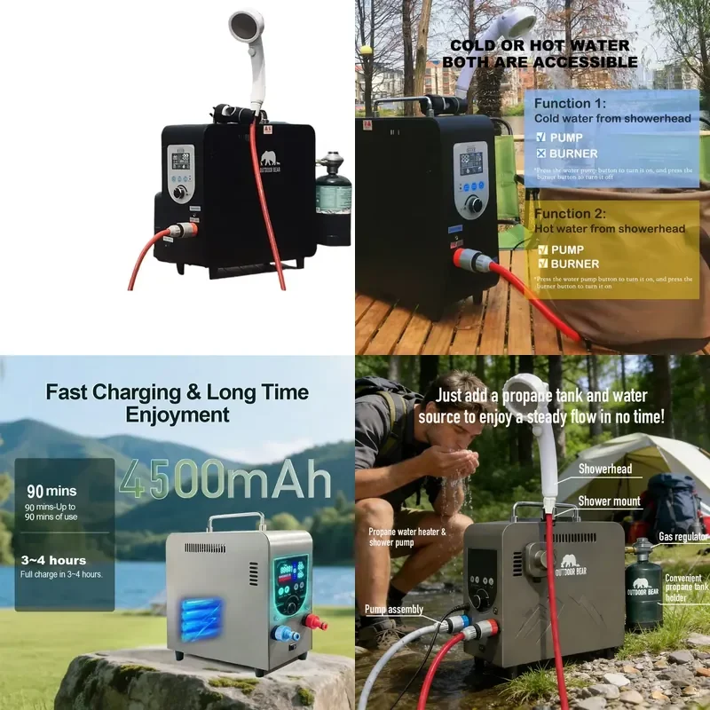 Outdoor Camping Heating Portable Shower Wholesale Portable Shower with Heating Function Tankless Heat Pump Water Heater