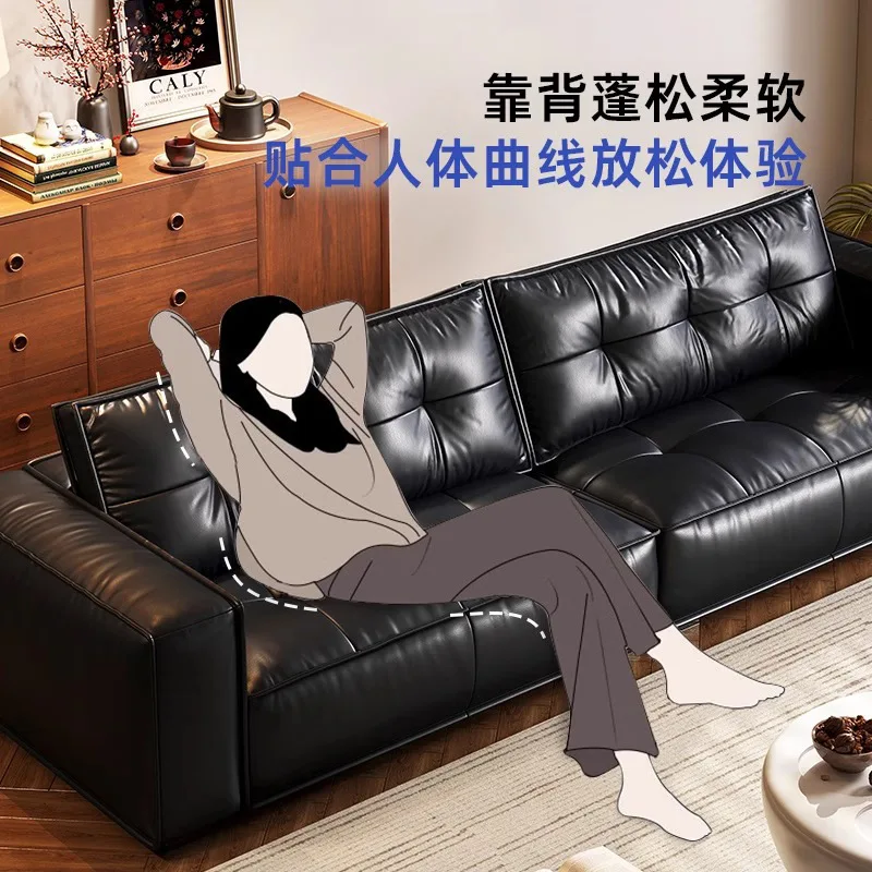 Italian minimalist toast sofa leather sofa small apartment modern simplicity