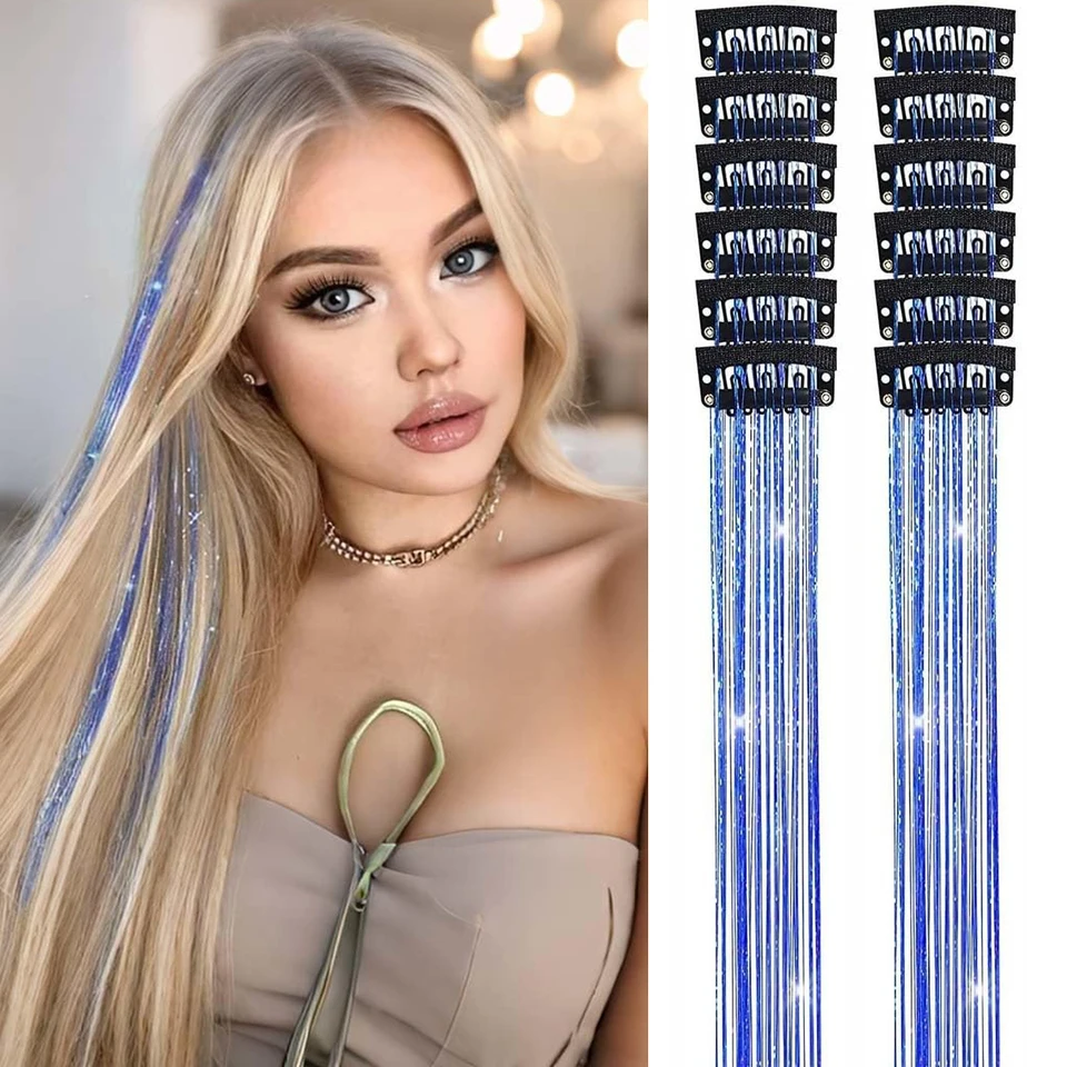 Kit de 6 piezas de tinsel para cabello con clip, brillantina, para fiestas y hadas