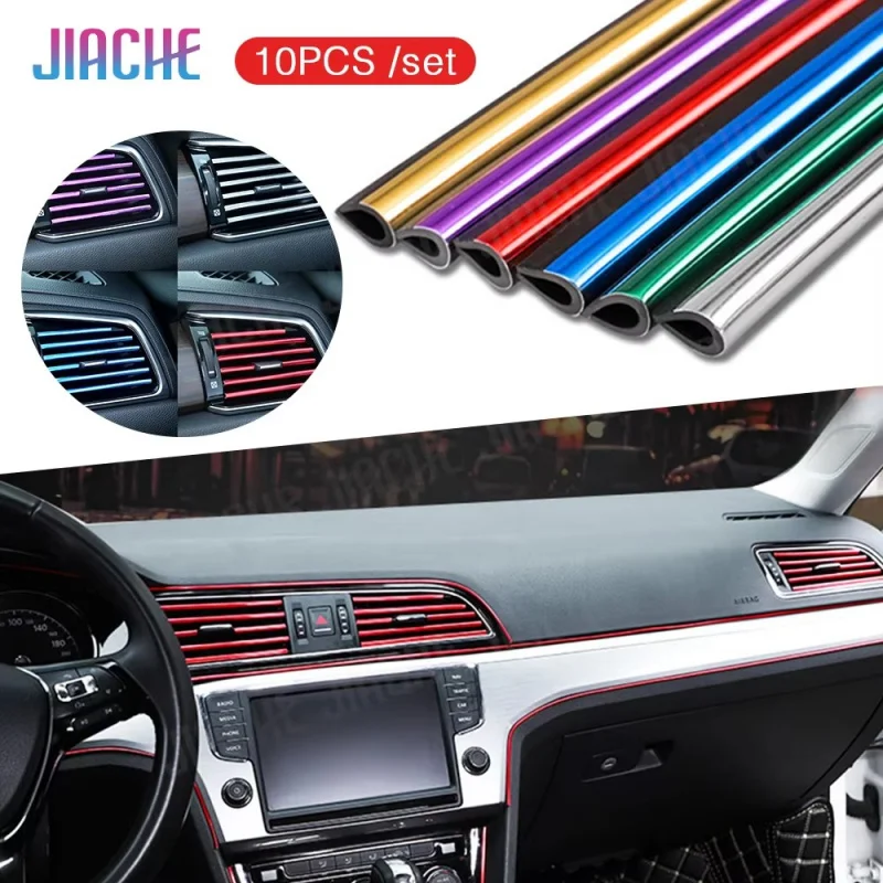 10/20Pcs 20cm Car Air Conditioner Outlet Decorative U Shape Moulding Trim Decor Strips Car Styling