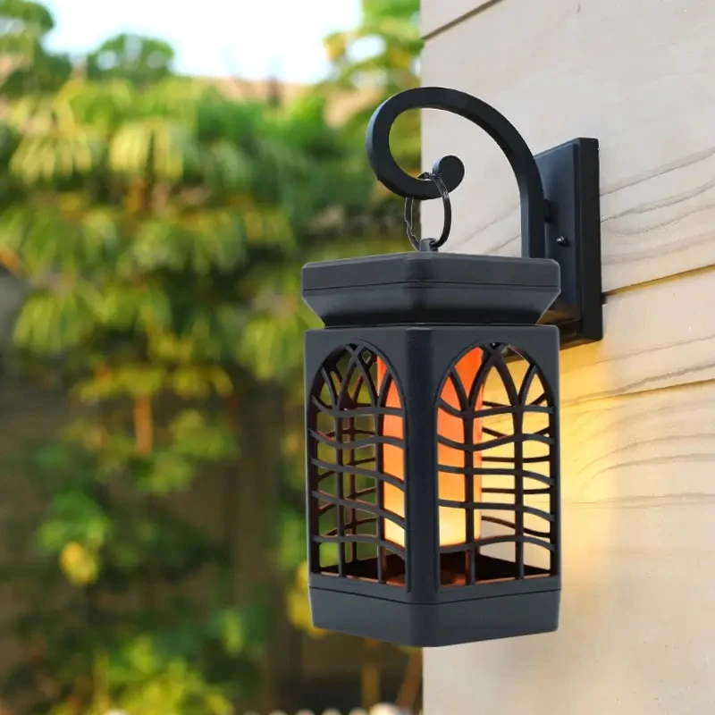 4pcs Mini Solar Lantern Outdoor Flickering Flame Light Waterproof Solar Powered for Garden Patio Halloween Yard Decor Lighting