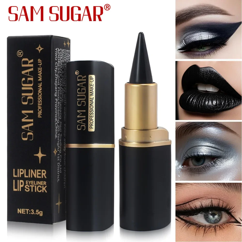 Black Long-Lasting Eyeliner Pen 24-Hour Waterproof Gel Cosmetic Makeup Fast-Dry Lip Liner Highlighter for Smokey Eye Look