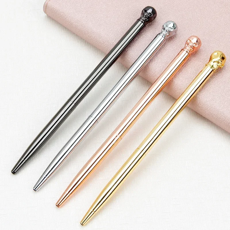 A 12PCS Metal Skull Pen Student Prizes Creative Fashion Resistant Office Supplies Ballpoint Pens For Writing Stationery