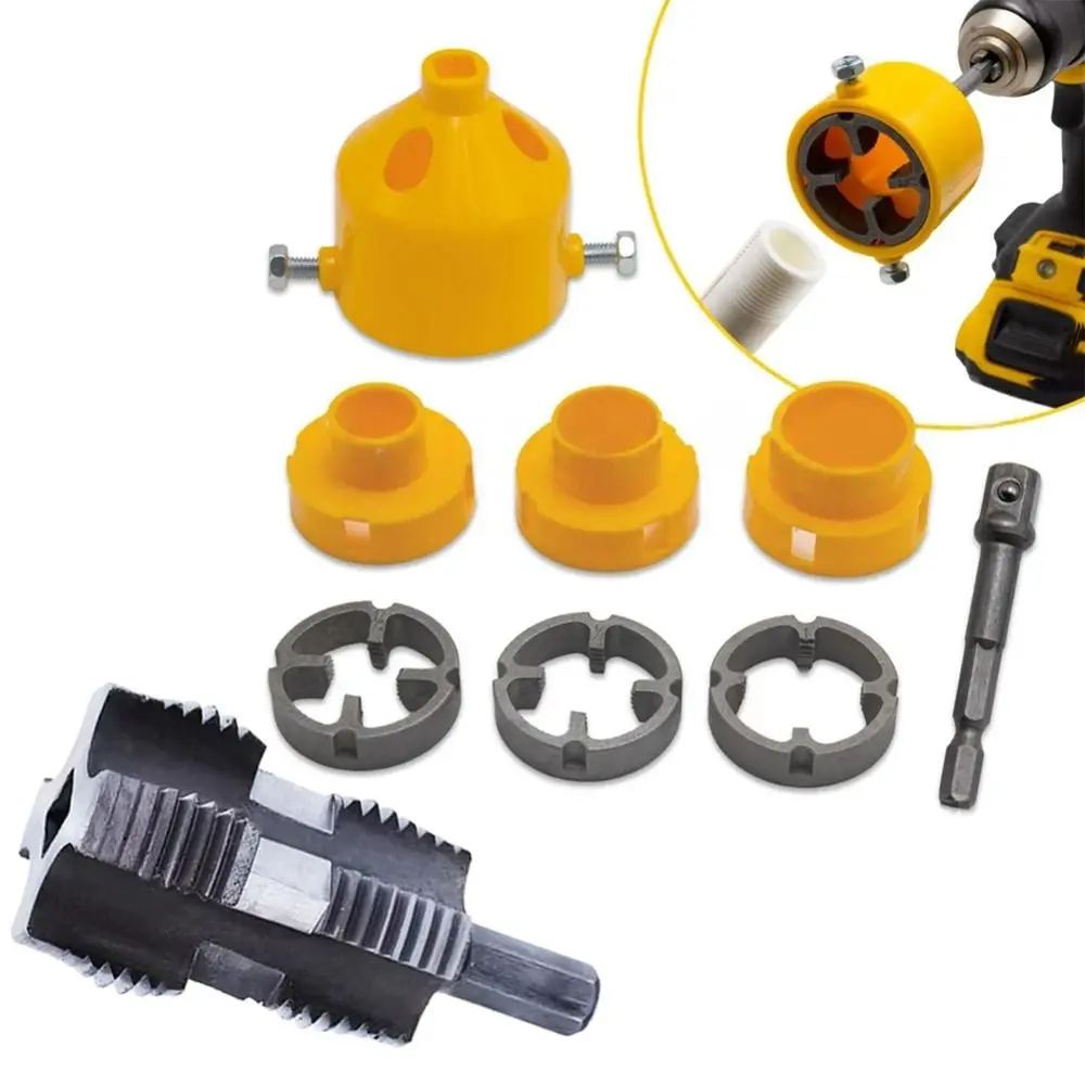 

Efficient Plastic PVC Pipe Threader Kit Punching Durable Internal Thread Opener Plumbing Versatile Drill Bit Die Kit Hand Tool
