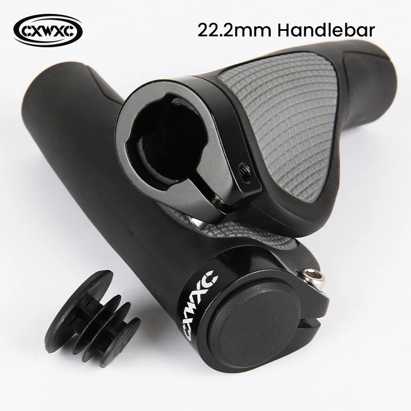 CXWXC Ergonomics Bicycle Grips Soft Rubber Mountain Bike Grips Shockproof Anti-Slip Metal Cover Lockable for 22.2mm Handlebar