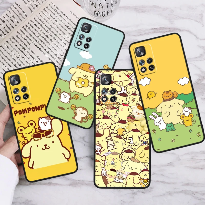 Cartoon Pom Purin Cute For Xiaomi Redmi Note 13 12 11S 11 10 Pro Plus Soft TPU Shockproof Black Phone Case