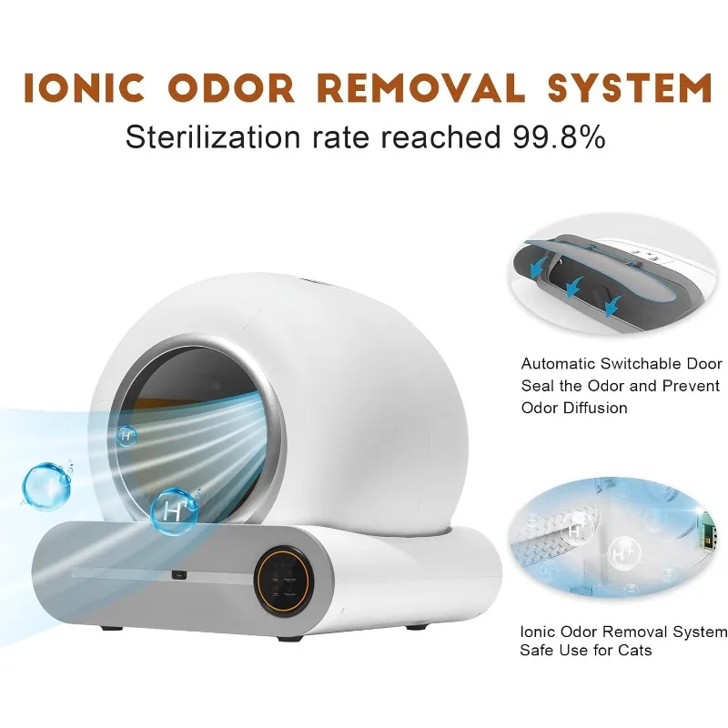 Upgraded Automatic Cat Litter Box, Self Cleaning Cat Litter Box 65L Extra Large Capacity Cleaning Robot, APP Control