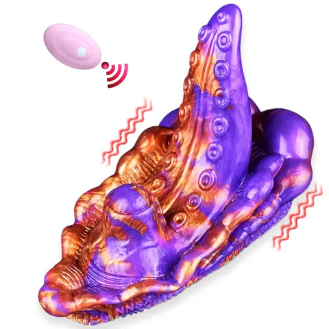 YOCY Fantasy Octopus Tentacle Grinder Remote Control 10 Modes Vibrating Anal Dildo Silicone Grinding & Humping Toy For Women Men