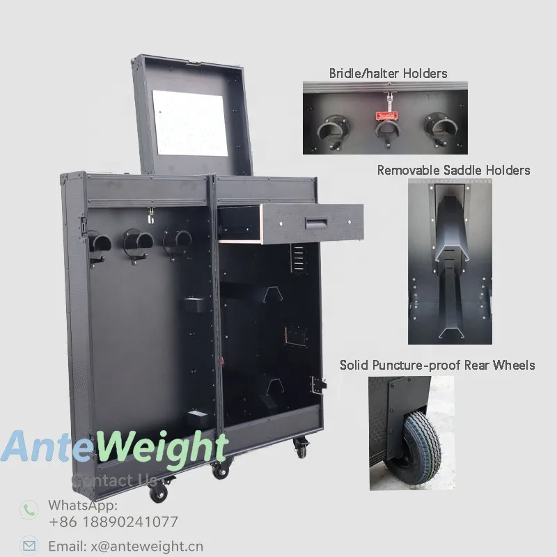 Equestrian Trunk Flight Case Heavy Duty Aluminum Horse Gear Storage Case Shockproof for Equestrian Equipment Transport
