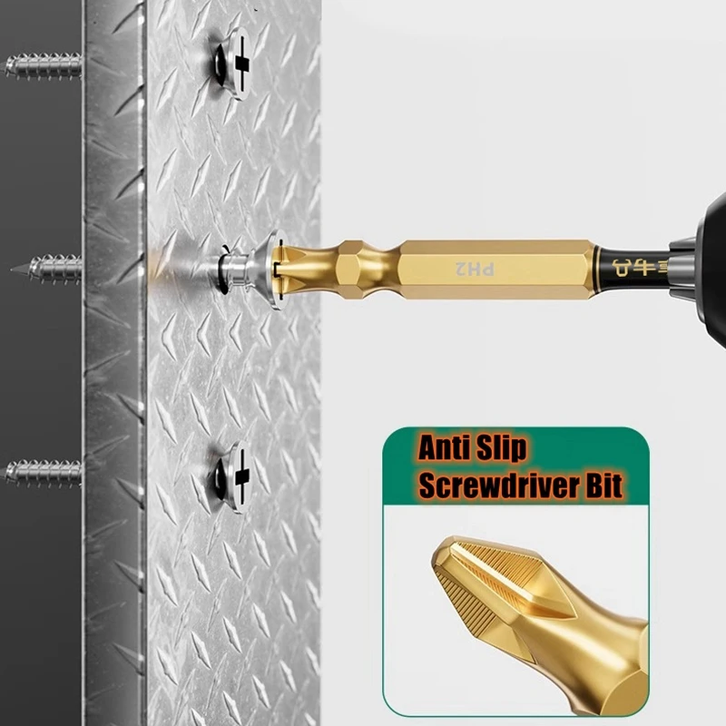 PH2 Magnetic Screwdriver Bits with Magnetizer 25-150 mm Non-slip Hex Shank Impact Drill Bit Multiple Sizes For Various Scenarios