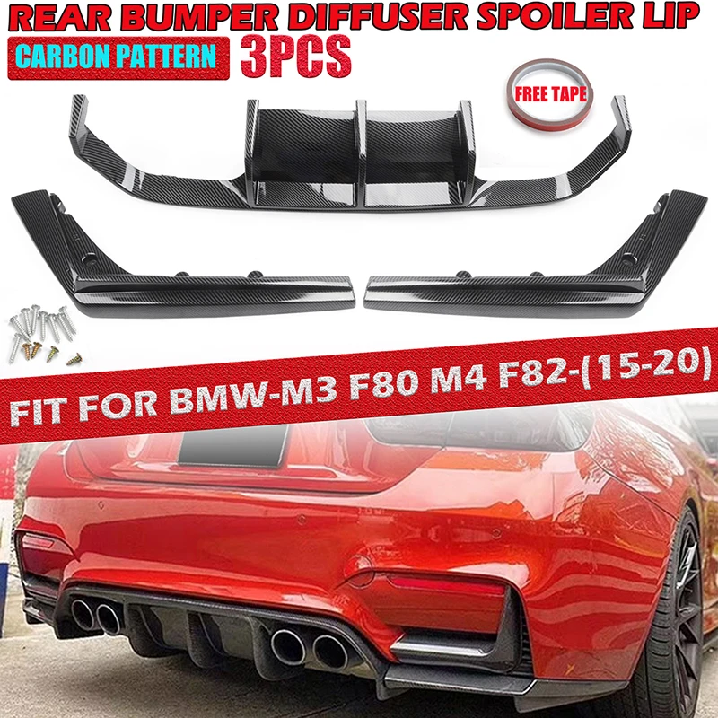 For BMW F80 M3 F82 M4 2015-2020 Car Carbon Fiber Rear Bumper Spoiler Spiltter Lip Diffuser Protector Cover Trim Car Accessories