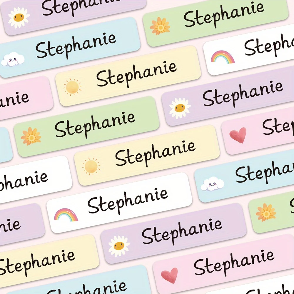 60/120/180/240pcs. Customizable Transparent Name Stickers, 1.81x0.43in, for School/Office. Cute Designs, Durable.