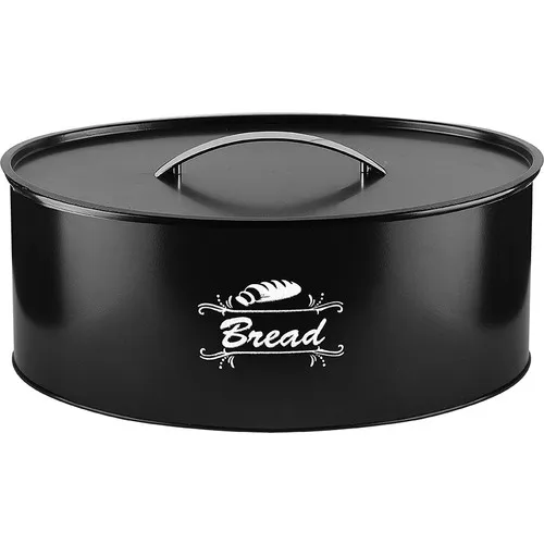 Porsima Nilşah Black Metal Oval Bread Box