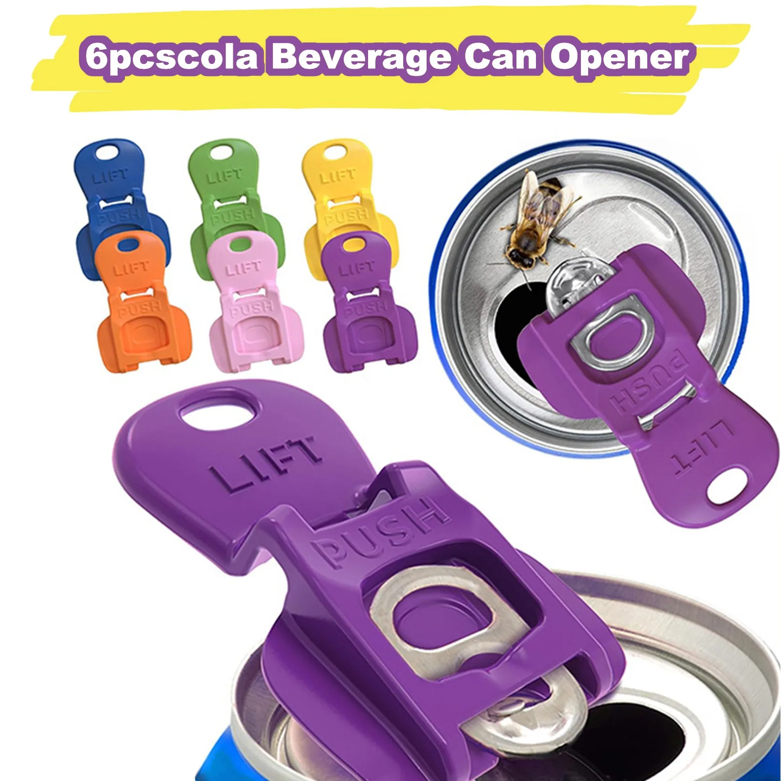 

6pcs cola Beverage Can Opener, Plastic Small Bottle Opener, Sealed Can Opener