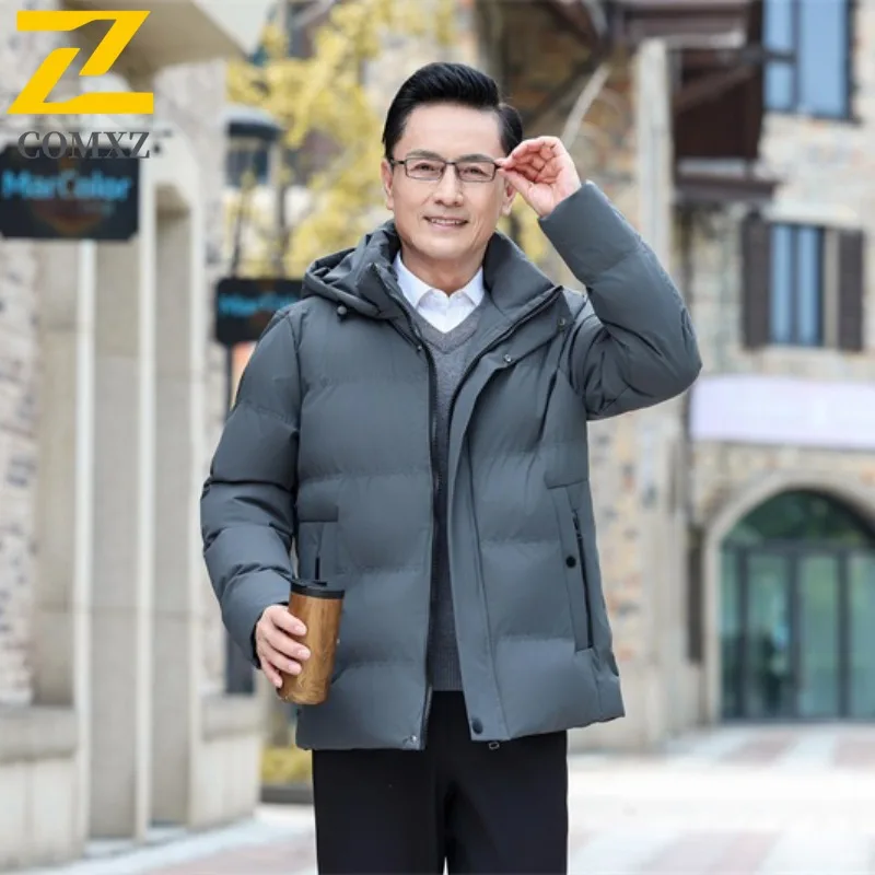 COMXZ 2025 Men Winter Graphene Lined Puffer Jacket Detachable Hood Thickened American Style Plus Size Casual Outdoor Sports Coat