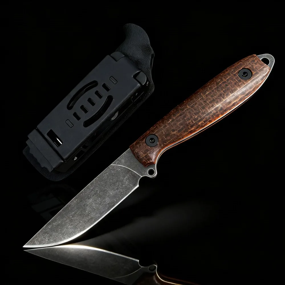 

Практичный прямой нож с лезвием 3,39 дюйма из стали 7Cr13Mov, рукоять из микарты, ножны из кайдекса, универсальный инструмент для повседневного использования и походов на природу