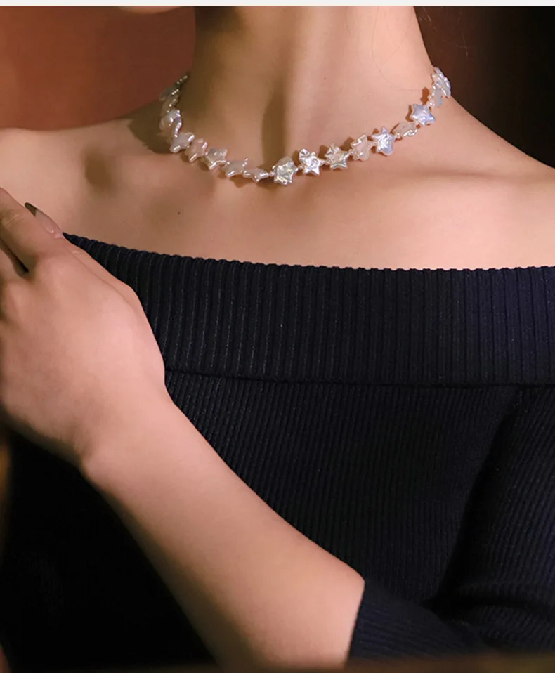 

Фиолетовое барочное жемчужное ожерелье-чокер ручной работы, роскошная элегантная цепочка на ключицу, минималистичное универсальное модное украшение для женщин