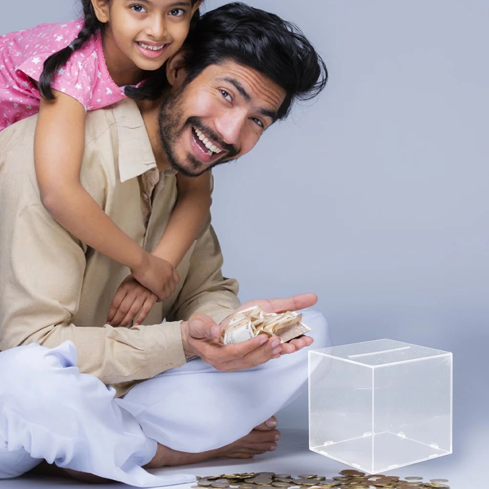 

Acrylic Piggy Bank Transparent Large Capacity Saving Pot Unopenable Coin Container For Kids Desktop Home Office Decor Daily Use