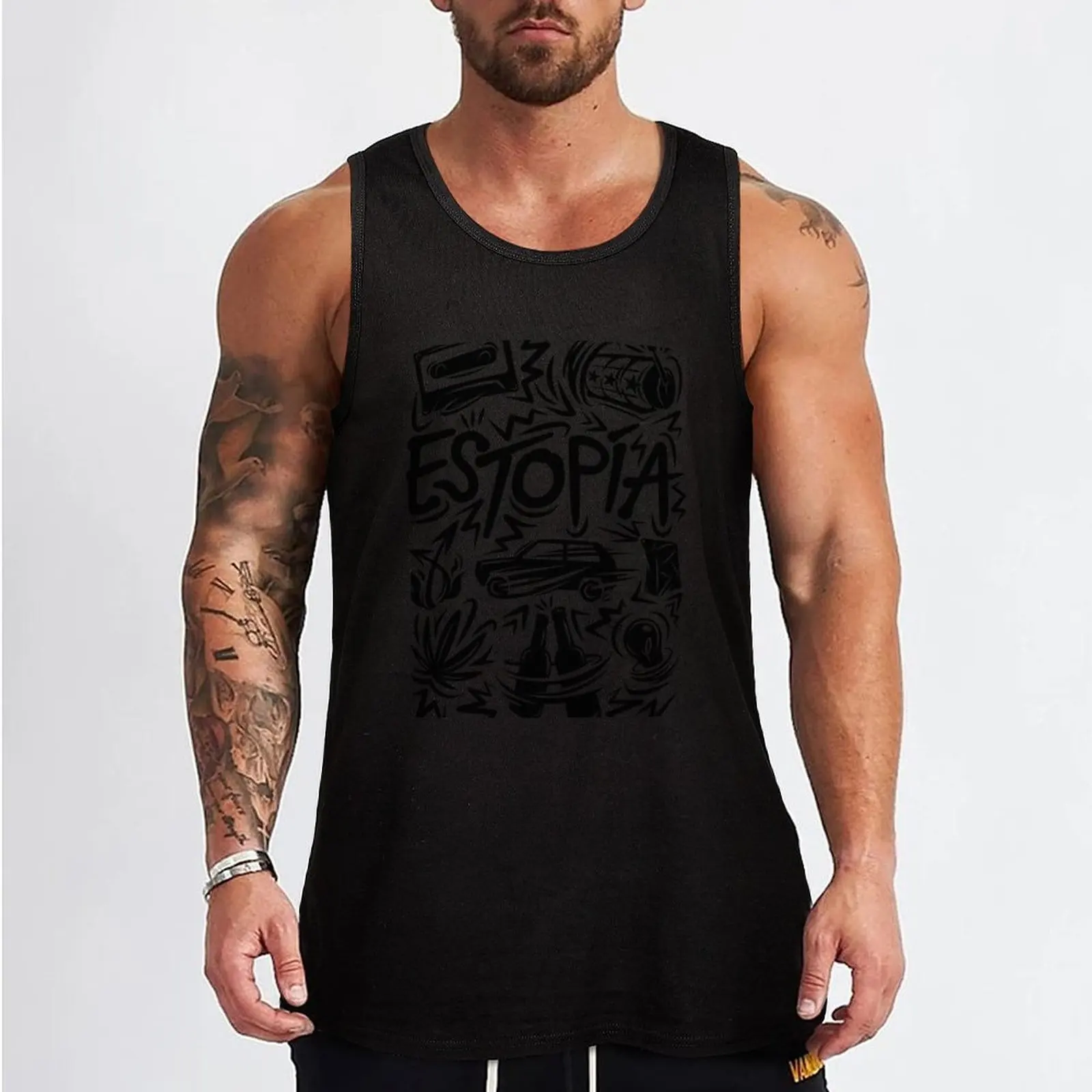 ESTOPíA: ESTOPA 25th Anniversary Tour. Tank Top sleeveless shirts gym clothes man Fitness men clothing