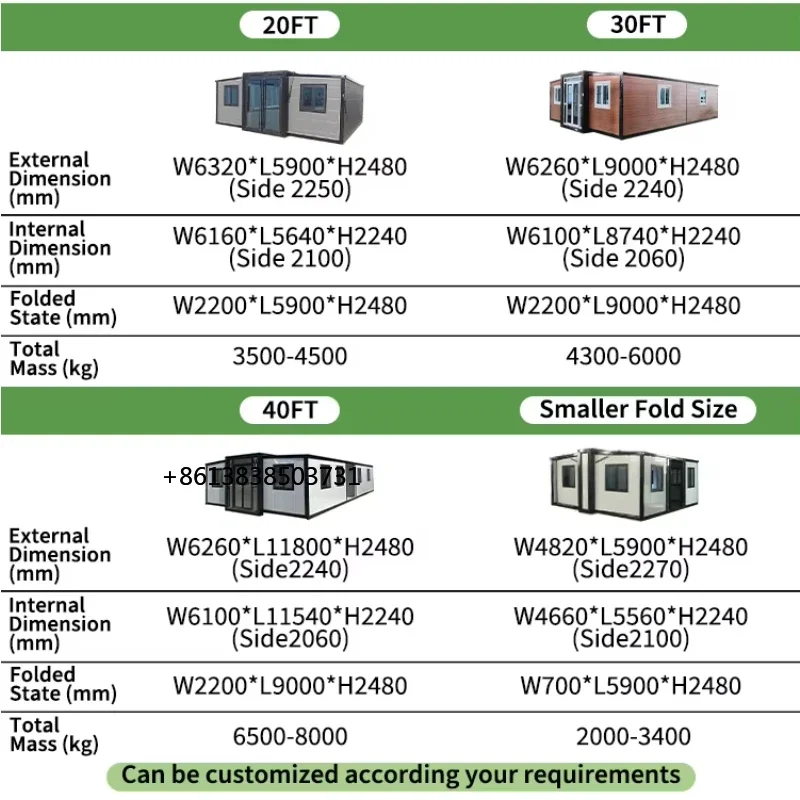 Prefab Tiny Homes 20ft 40ft Container House Garden Back Yard 2 3 Bedrooms Modern Expandable Prefab Home Cheap Mobile Homes