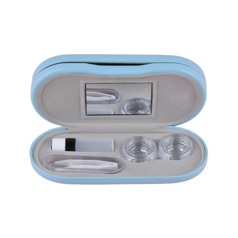 Y166 กล่องคอนแทคเลนส์ชุด PU เลนส์กล่อง Mirrored Multifunction Contact Case สำหรับเลนส์ผู้ถือผู้หญิงหญิง