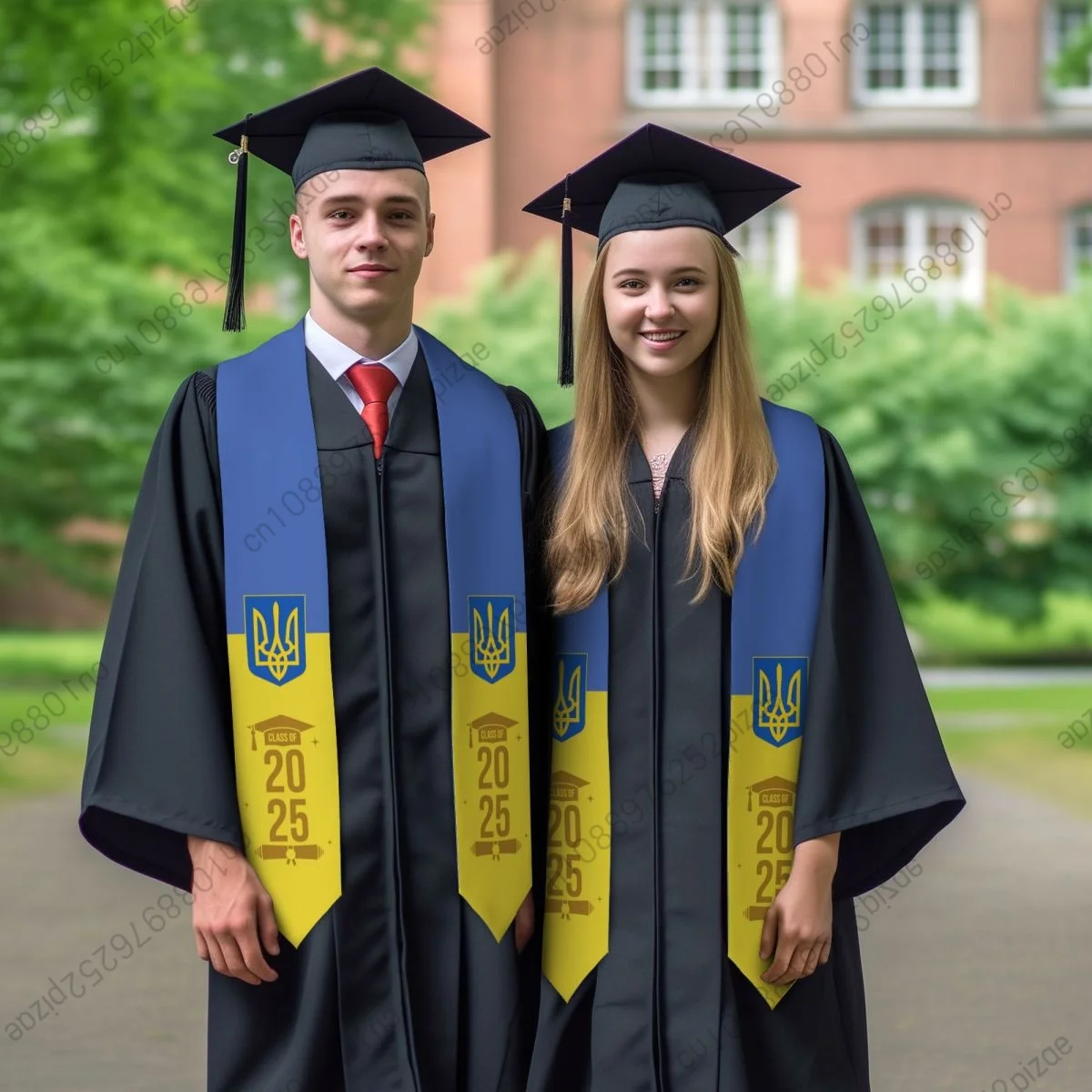 

New Ukraine Flag Unisex Top Print Graduation Stole Sash Adult Plain Graduate Honor Stole Class of 2025