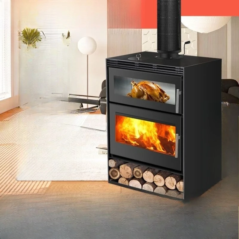 Home heating stove heating wood burning firewood cast iron fireplace real fire indoor rural oven firewood villa