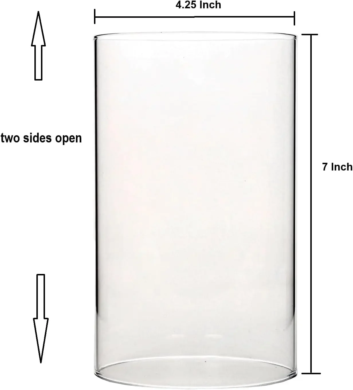 Hurricane Candle Holder - Glass Cylinder Open Both Ends, Open Ended Hurricane, Glass Lamp Shade Replacement (4