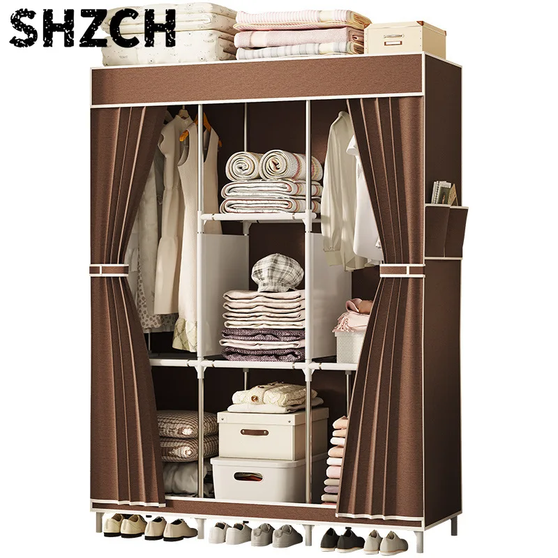 Home Use Dormitory Wardrobe Easy Assembly Cloth Closet Durable Bedroom Storage Cabinet for Rent Houses Direct Sales