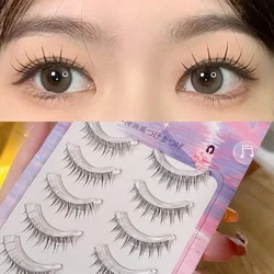 5 Pairs Korean Fashion Lashes Natural Wispy Eyelashes Clear Band False Eyelashes Pack Eyelashes Lash Extension Makeup Tools