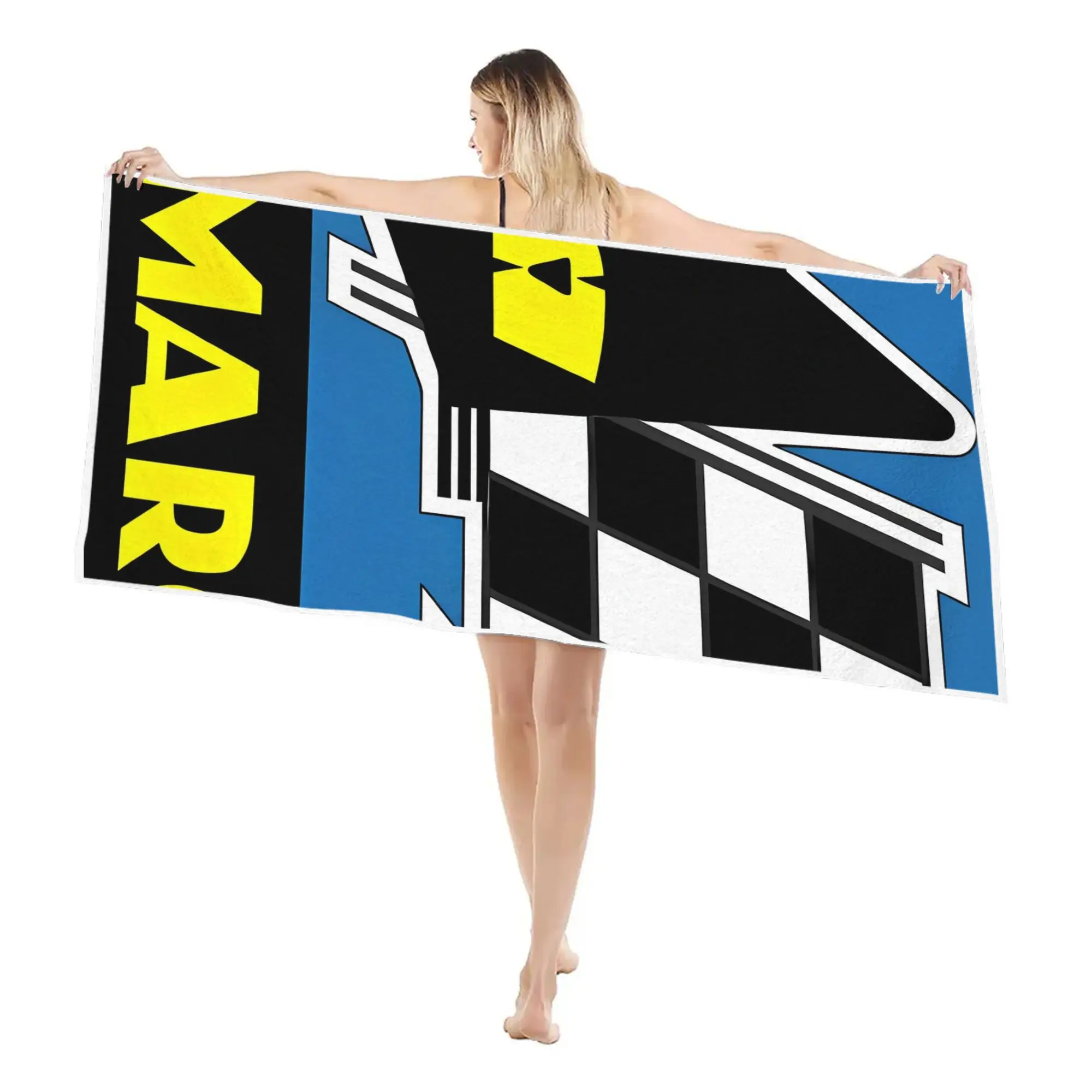 1PC Motorcycle Racing Geometric Checkered Flag Beach Towel Offroad Motocross Art Microfiber Large Towel For Racing Enthusiasts