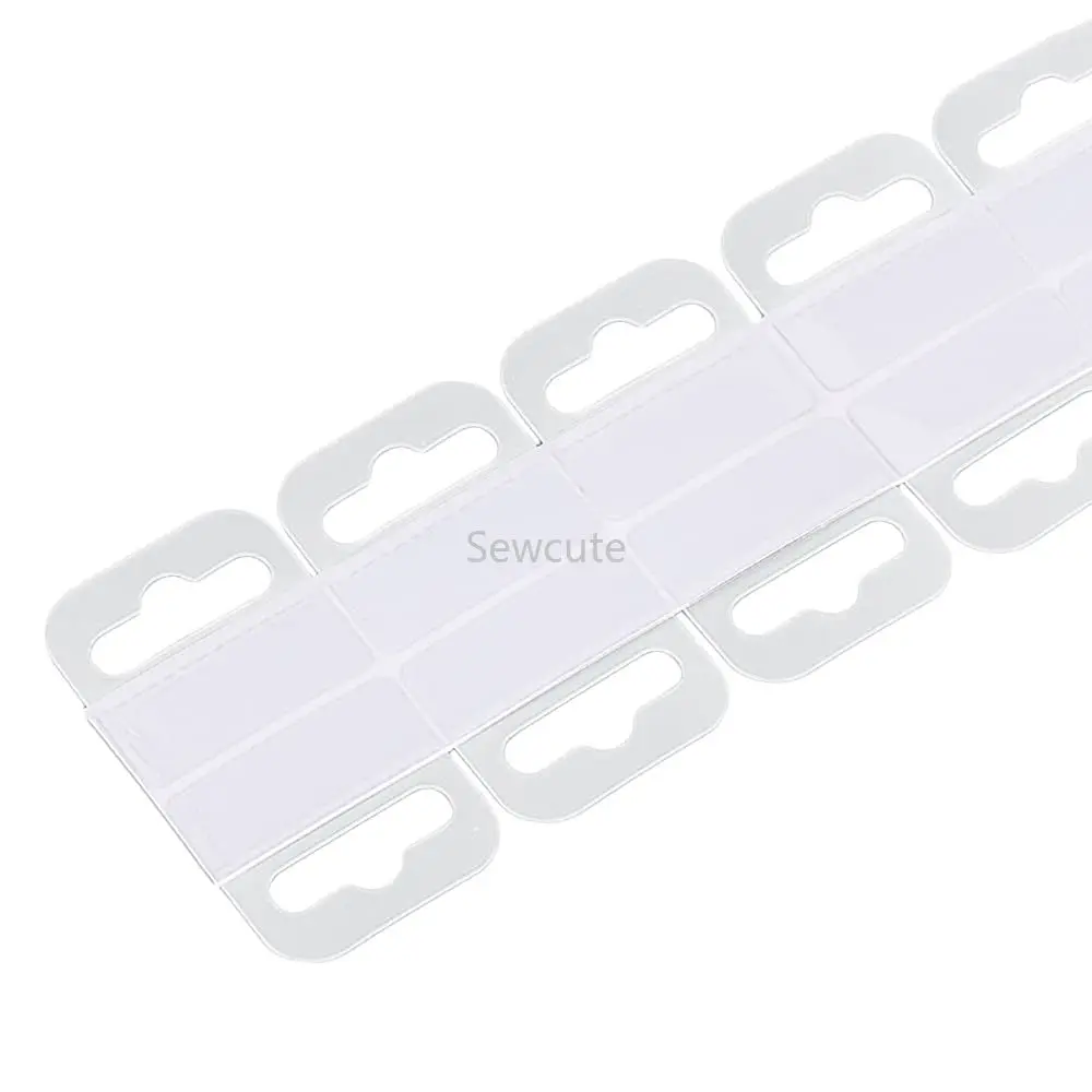 100pcs Clear Self Adhesive Hang Tabs Hooks Plastic Display Hand Tabs Large Round Hole Pegboard Hang Tabs Folding Tab