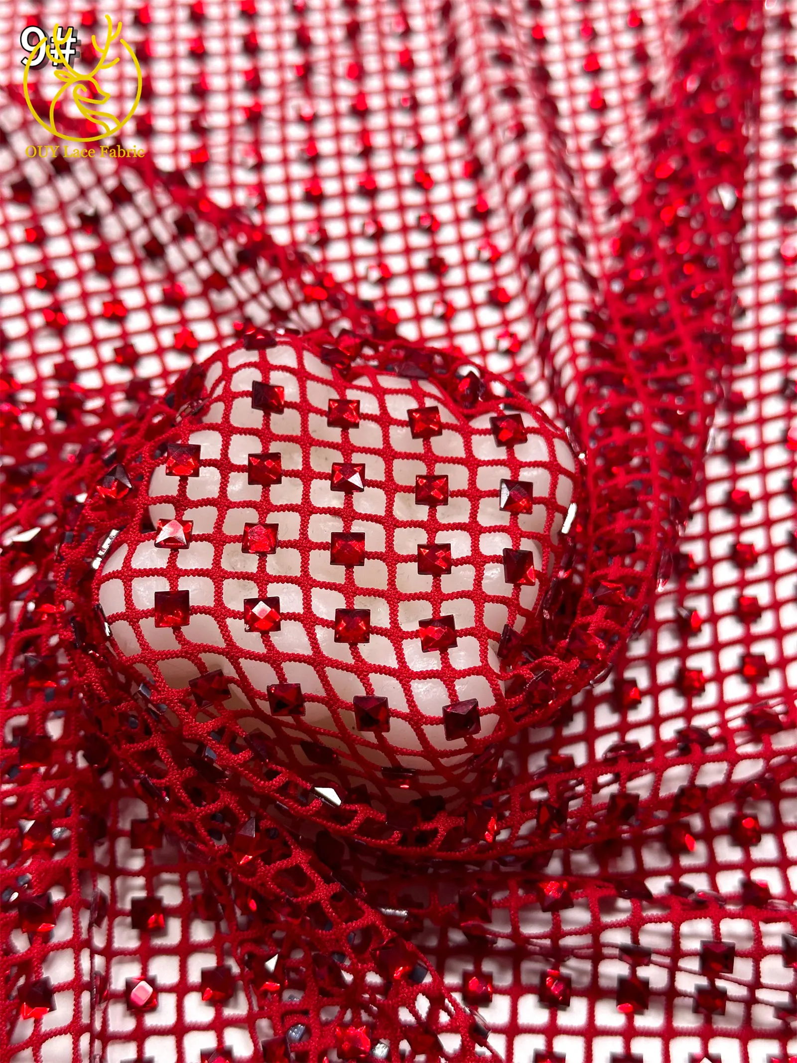 Luxuriöser Hochwertiger Edelstein-Stretchstoff 2026 Luxuriöser Hochwertiger Glitzer-Kristall-Strass-Stoff für Party- und Abendkleider zum Nähen – Detail 16