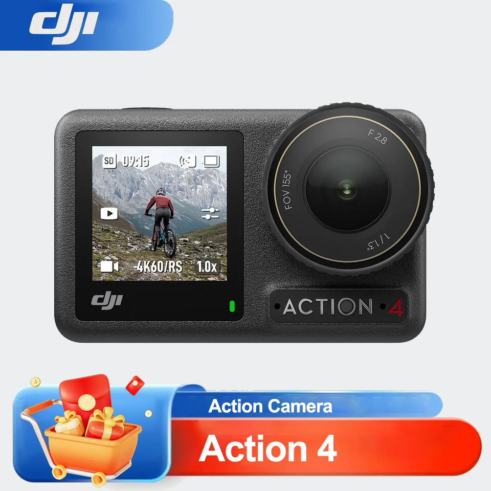 DJI Osmo Action 4 Action Camera 1/1.3-inch Image Sensor 360° HorizonSteady 4K/120fps 155º Ultra-Wide FOV