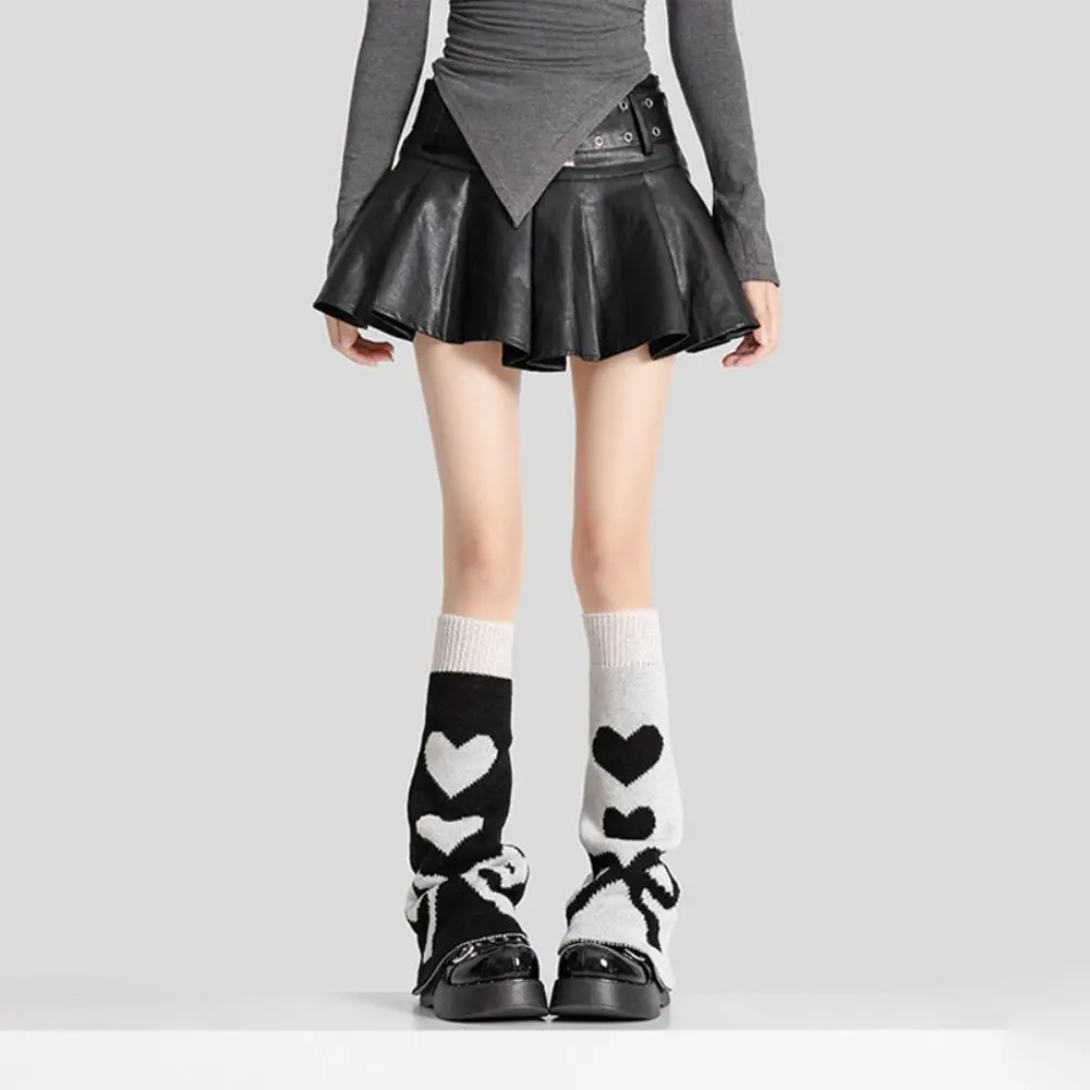 

Soft Heart Knitted Leg Warmers Spider Ballet Style Bow Leg Socks Pile Socks JK Lolita Boots Cover Streetwear
