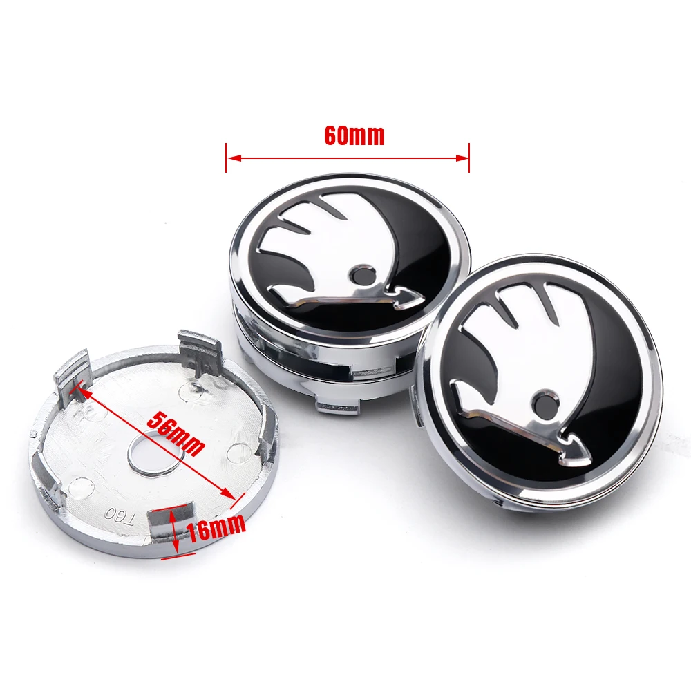 VII VRS Badge Emblem 4PCS 56/60MM Car Wheel Center Hub Cap Sticker For Skoda Octavia Rapid Fabia Superb Kodiaq Scala Karoq Kamiq